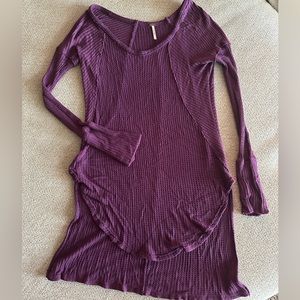 Free People purple waffle long sleeve longline shirt. Size XS.